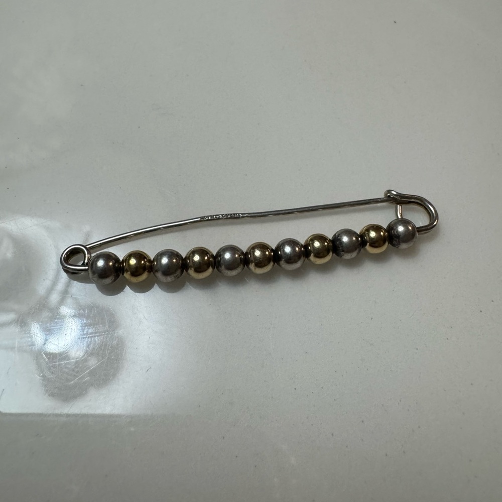 Tiffany & Co Safety Beaded Safety Pin 14k And Sterling Silver 47MM